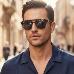 New! Berluti BL40002U 52V Sunglasses with Blue Lenses, Authentic